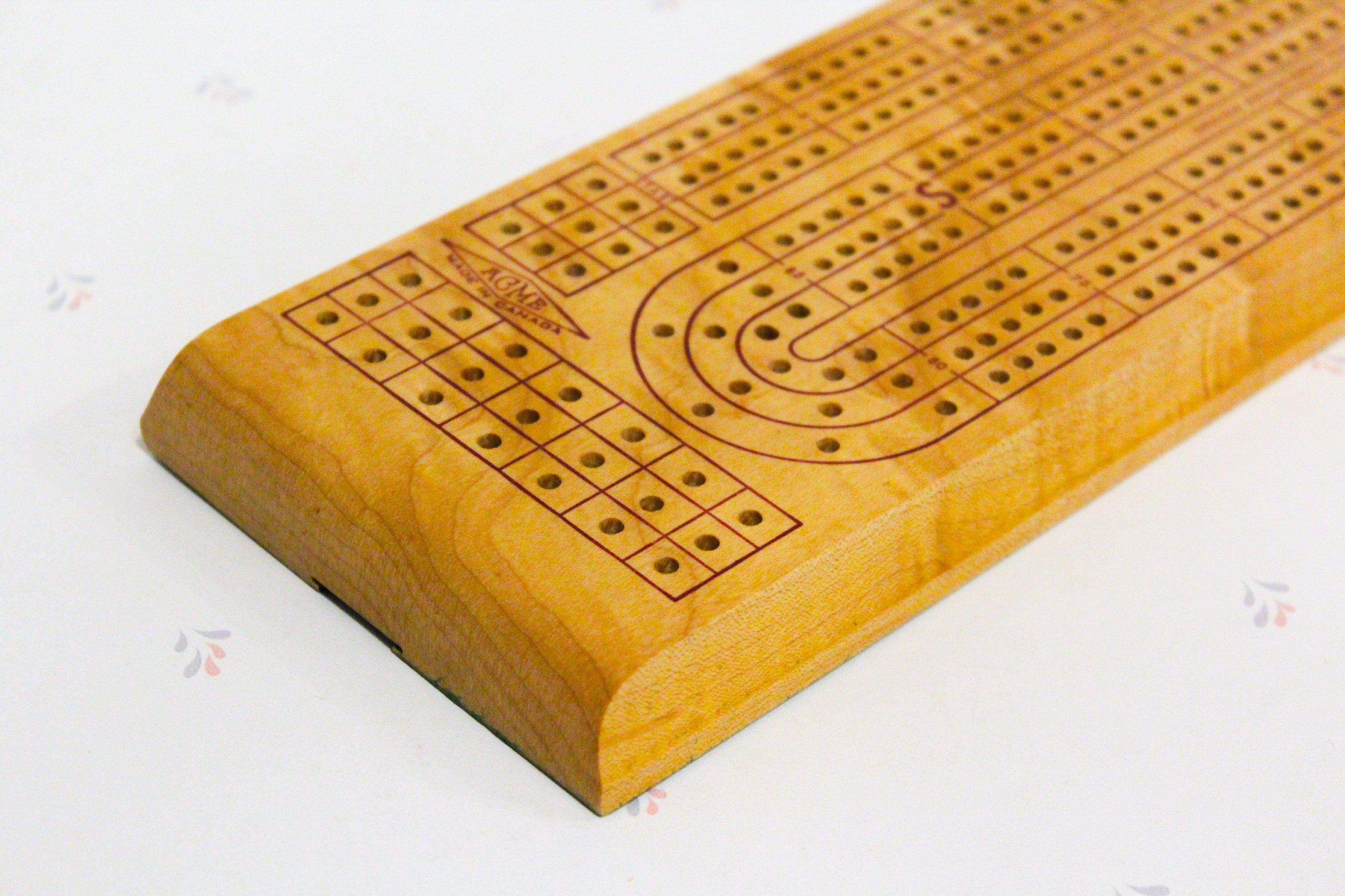 Acme Cribbage Board Game Three Lane Deluxe Crib Board Wood Etsy