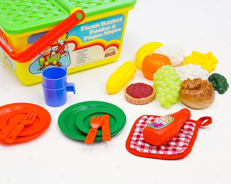 Picnic Basket Toy Playset Food Toys for Kids Vintage Toy Etsy