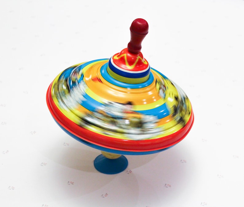 Ohio Art Spin Top, Vintage Tin Spin Top, Automobile Spinning Top for Kids, Vintage Toy for Kid, 1960s Kids Toy, 60s Toy Top image 1