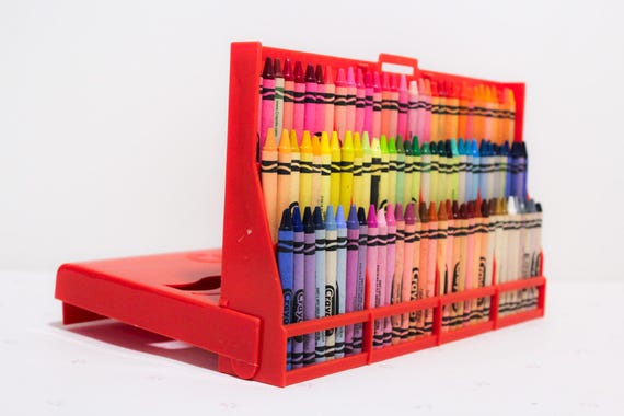 1992 Crayola Wax 72 Crayons Red Carry Case, Vintage Crayon Set