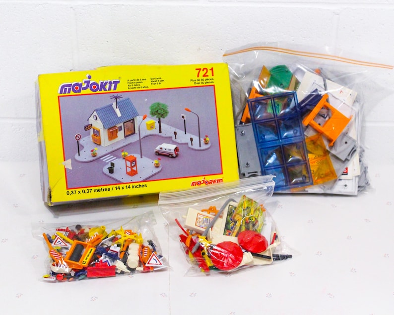 80s Vintage Majorette Majokit Toy Playset, Kids Toy Construction Playset, Car Toy Lot, Vintage Toys for Kids, 80s Toy Set image 1