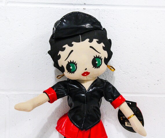 90s Vintage Betty Boop Plush Doll, Biker Betty Handcrafted Toy