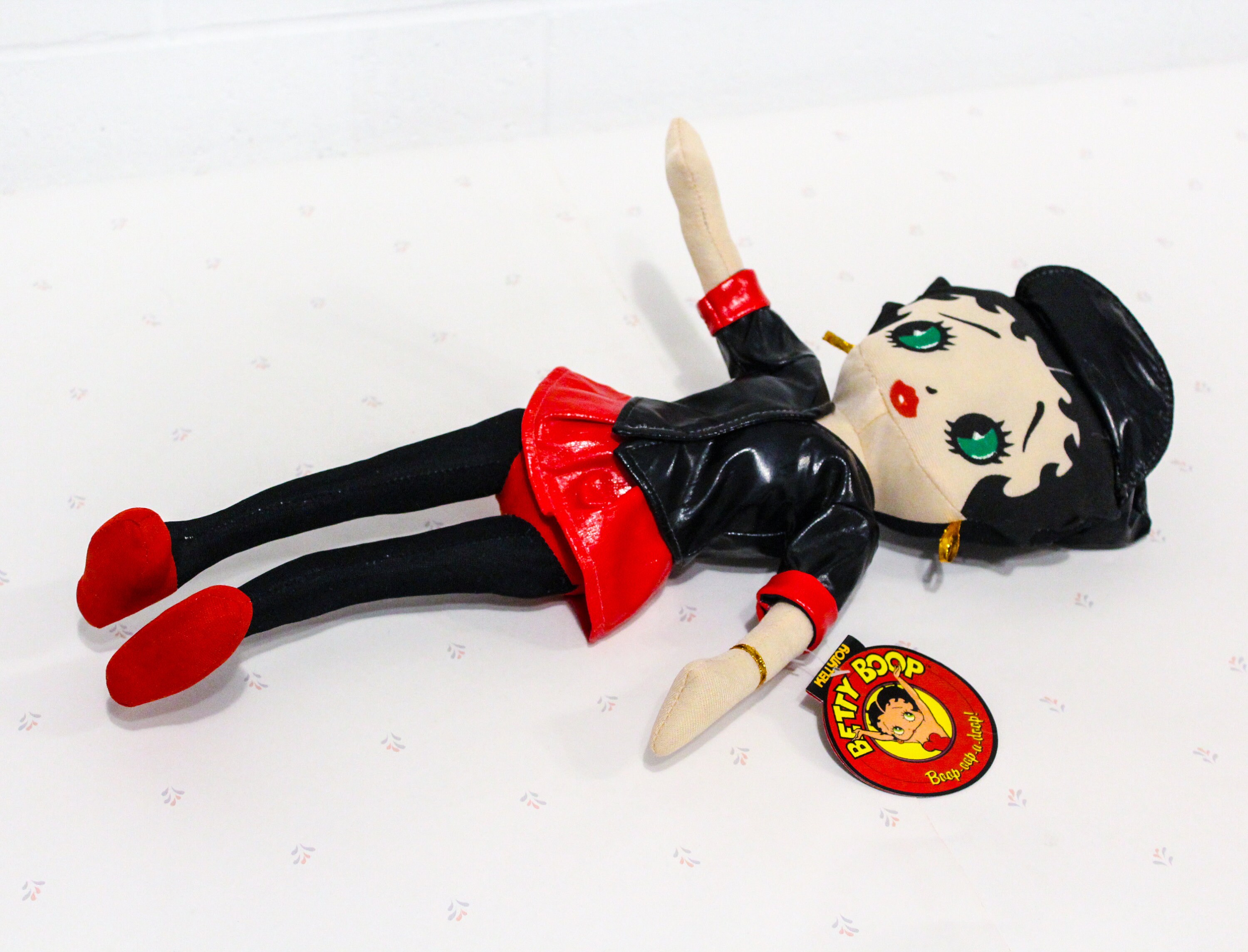90s Vintage Betty Boop Plush Doll, Biker Betty Handcrafted Toy