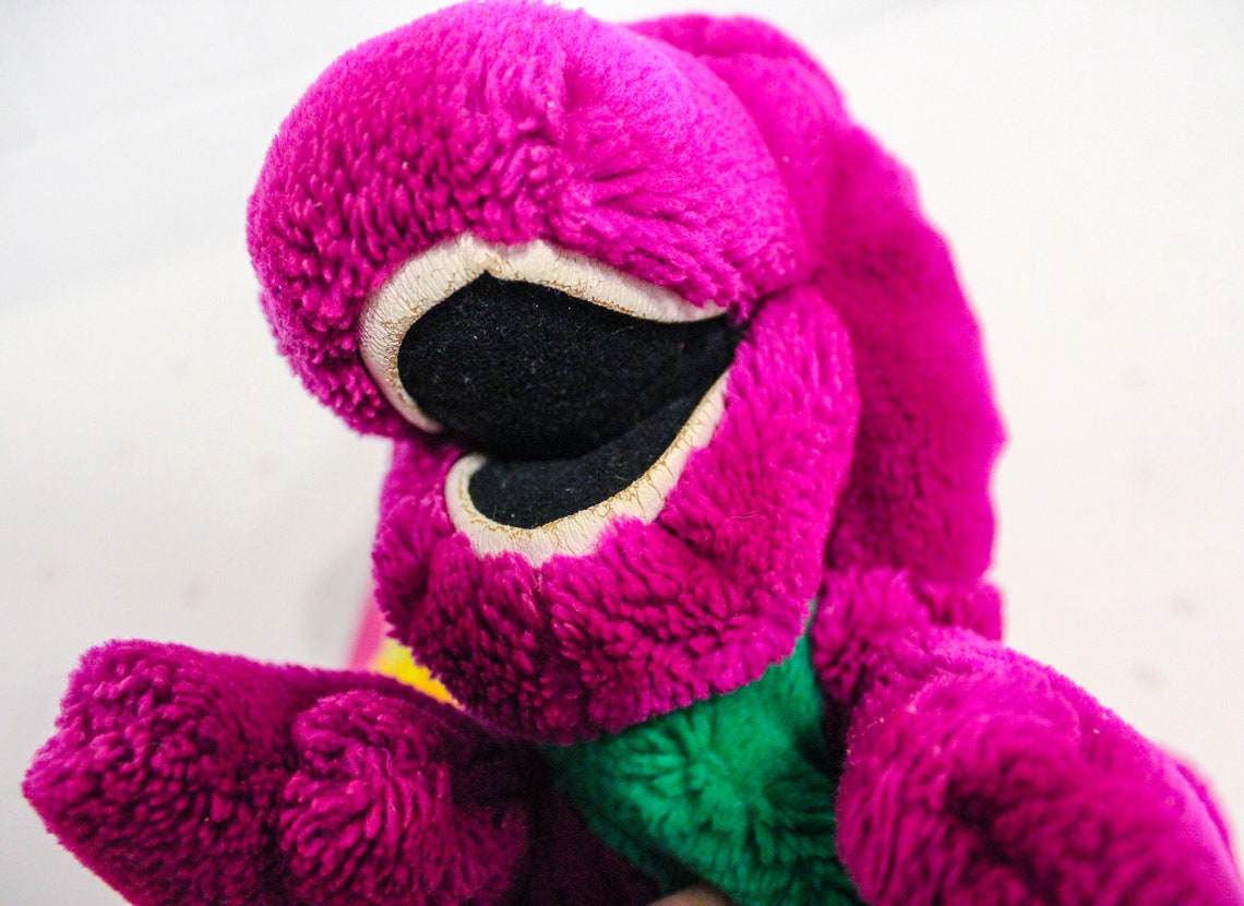 Plush Barney Hand Puppet Gift Set Vintage Barney Paint with Etsy