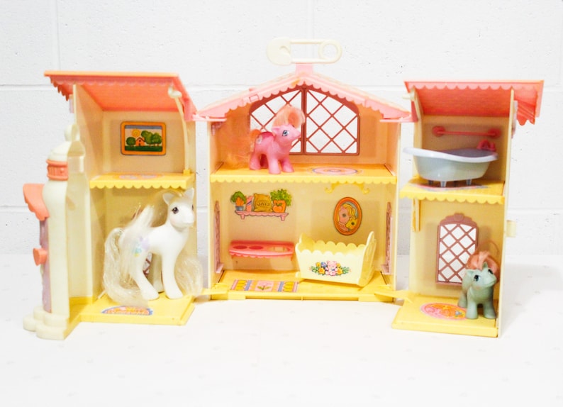 Vintage Toy G1 MLP Toy Playset Vintage Pony Toy for Girl MLP Baby Ponies My Little Pony Nursery Playset 80s Toys for Girls