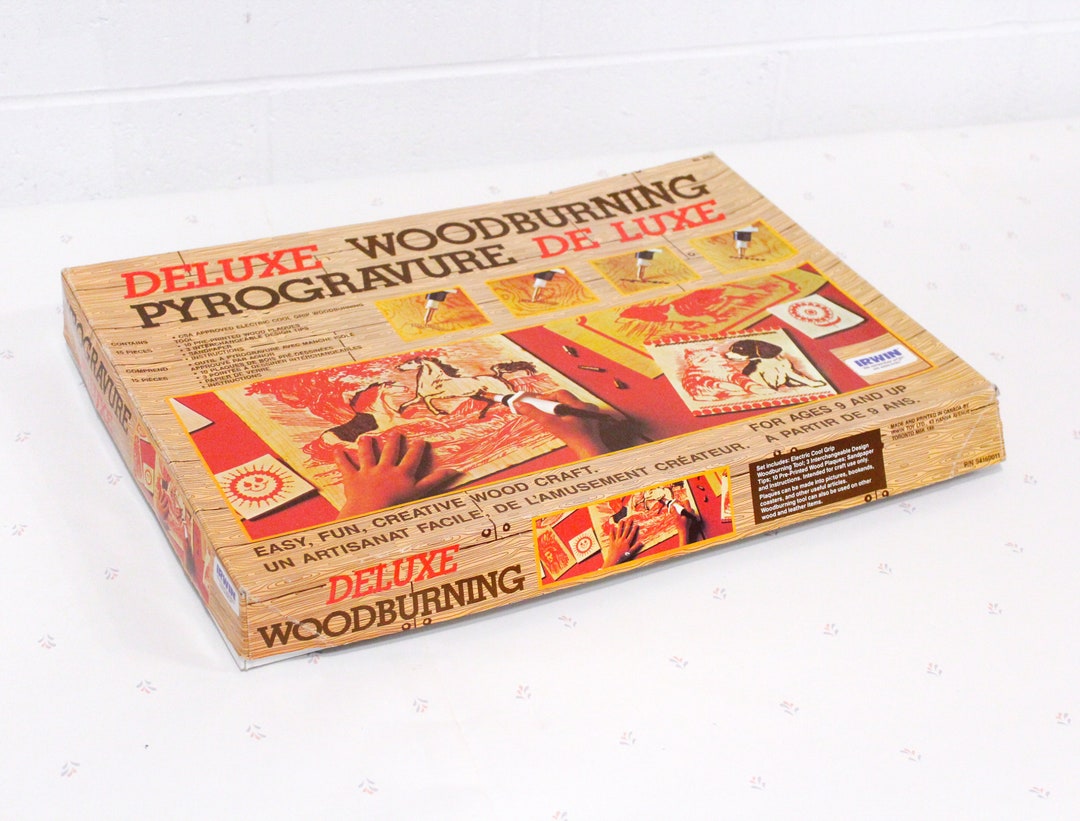 Vintage Wood Burning Kit Wood Craft Kit Vintage Craft Tools Etsy