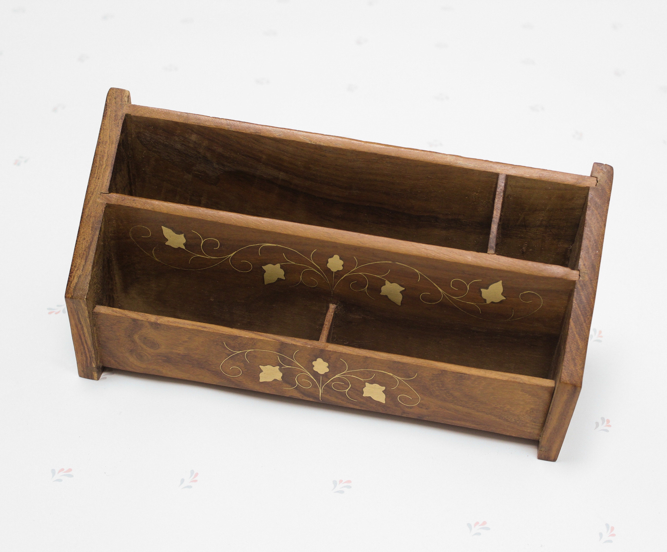 Decorative Wood Letter Box Vintage Wood Box Letter Organizer Etsy