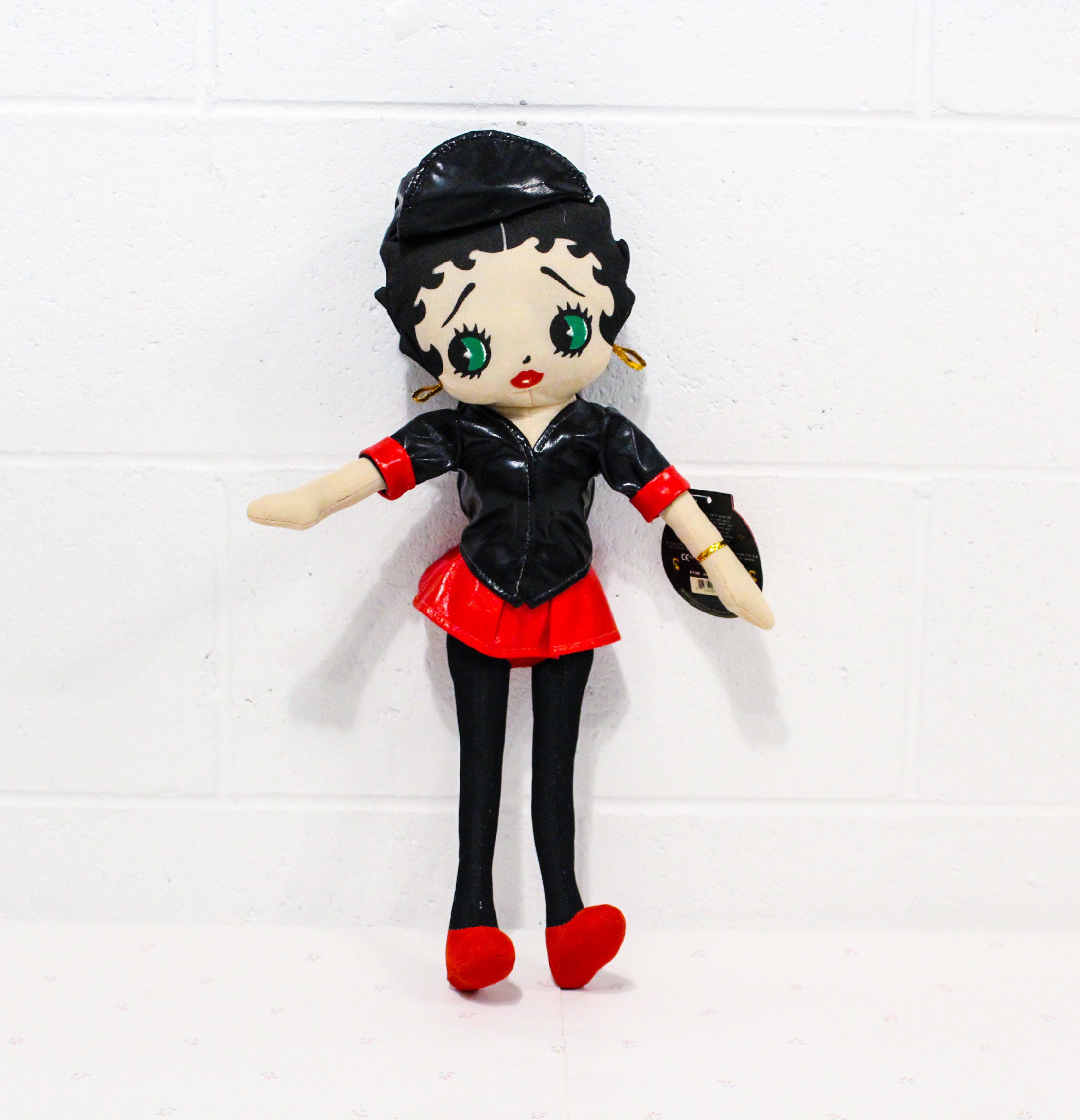 90s Vintage Betty Boop Plush Doll, Biker Betty Handcrafted Toy