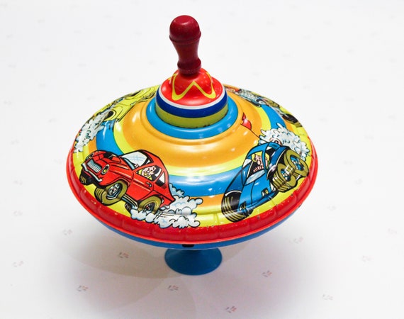 Freak Scene Trottola Di Latta Vintage - Giocattolo D'epoca Con Scena Circense - Grande Formato, Collezionabile