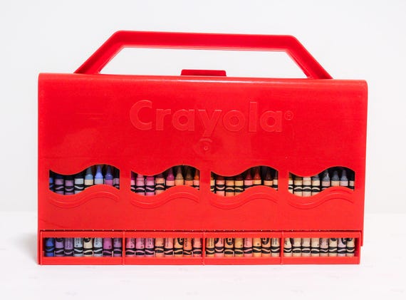 1992 Crayola Wax 72 Crayons Red Carry Case, Vintage Crayon Set