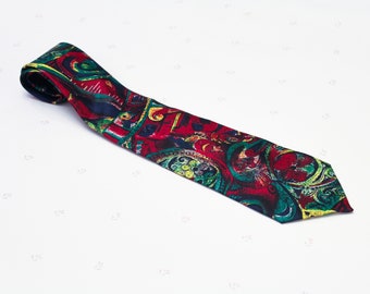 80s Vintage Gherardini Firenze Silk Tie, Retro Tie for Men, Mens Necktie, Vintage Tie for Him, Abstract Design Tie, Italian Tie, Neck Tie