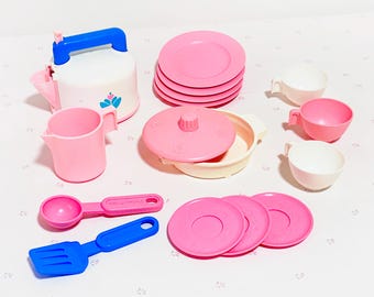 16pc Vintage Fisher Price Fun With Food Teapot and Dishes Set