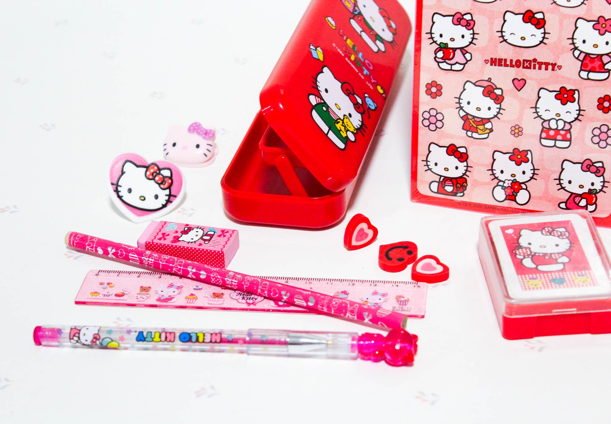1994 Sanrio Hello Kitty Red Pencil Case & Mini Playing Cards Gift