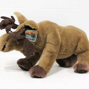 Wild Wonders Moose Plush Toy, Canadian Moose Stuffed Animal Toy, Stuffed Toy Moose, Vintage Toy for Kid, Plush Animal Toys