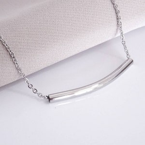 Noodle Tube Stainless Steel Pendant Necklace Modern Style Gift image 3