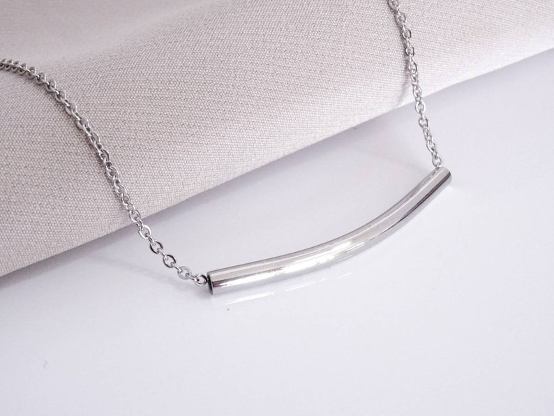 Noodle Tube Stainless Steel Pendant Necklace Modern Style Gift image 3