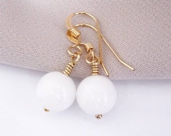Alabaster Earrings 14K Yellow Gold Fill Gemstone Dangle Ornate Alabaster Earrings Drop Hook Earrings Gift Free UK Delivery