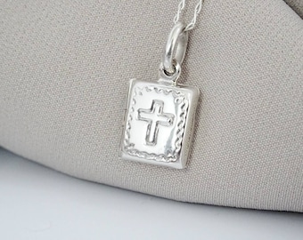 PERSONALISED Sterling Silver Cross Bible Locket Necklace Gift Wrapped Christening gifts