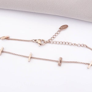 Rose Gold Plated Stackable Bar Chain Charm Bracelet Gift Idea image 2