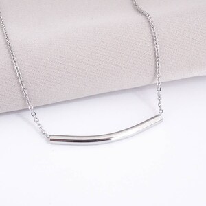 Noodle Tube Stainless Steel Pendant Necklace Modern Style Gift image 1