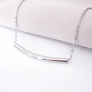 Noodle Tube Stainless Steel Pendant Necklace Modern Style Gift image 4