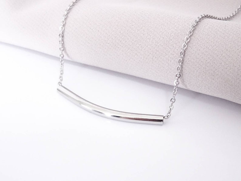 Noodle Tube Stainless Steel Pendant Necklace Modern Style Gift image 4