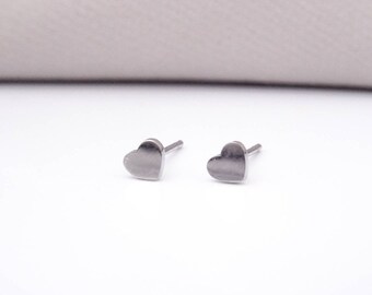 Stainless Steel Simple Heart Stud Butterfly Back Earrings Gift Boxed