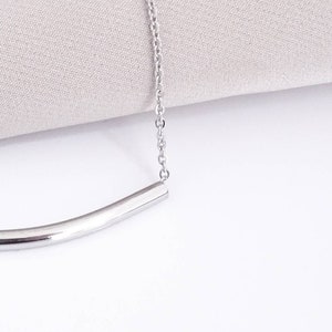 Noodle Tube Stainless Steel Pendant Necklace Modern Style Gift image 2