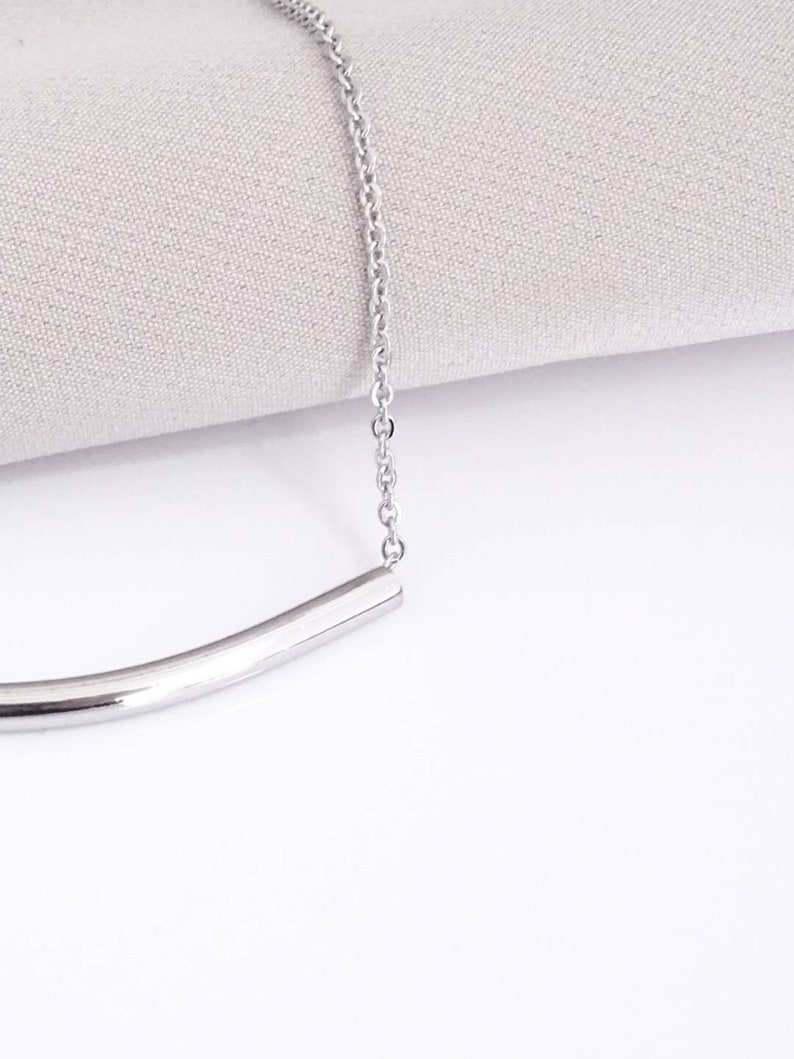 Noodle Tube Stainless Steel Pendant Necklace Modern Style Gift image 2
