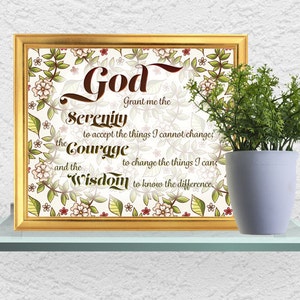 Serenity Prayer beautifully illustrated and ready for framing.