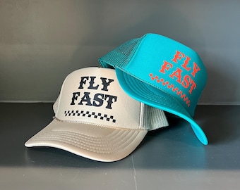Fly Fast Trucker Hat: Aviation Pilot Gift