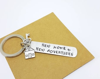 New Home, New Adventures, Our First Home, New Homeowner Gift, Homeowner Gift, Housewarming Keychain, New Home Owner, New Homeowner, Keyring