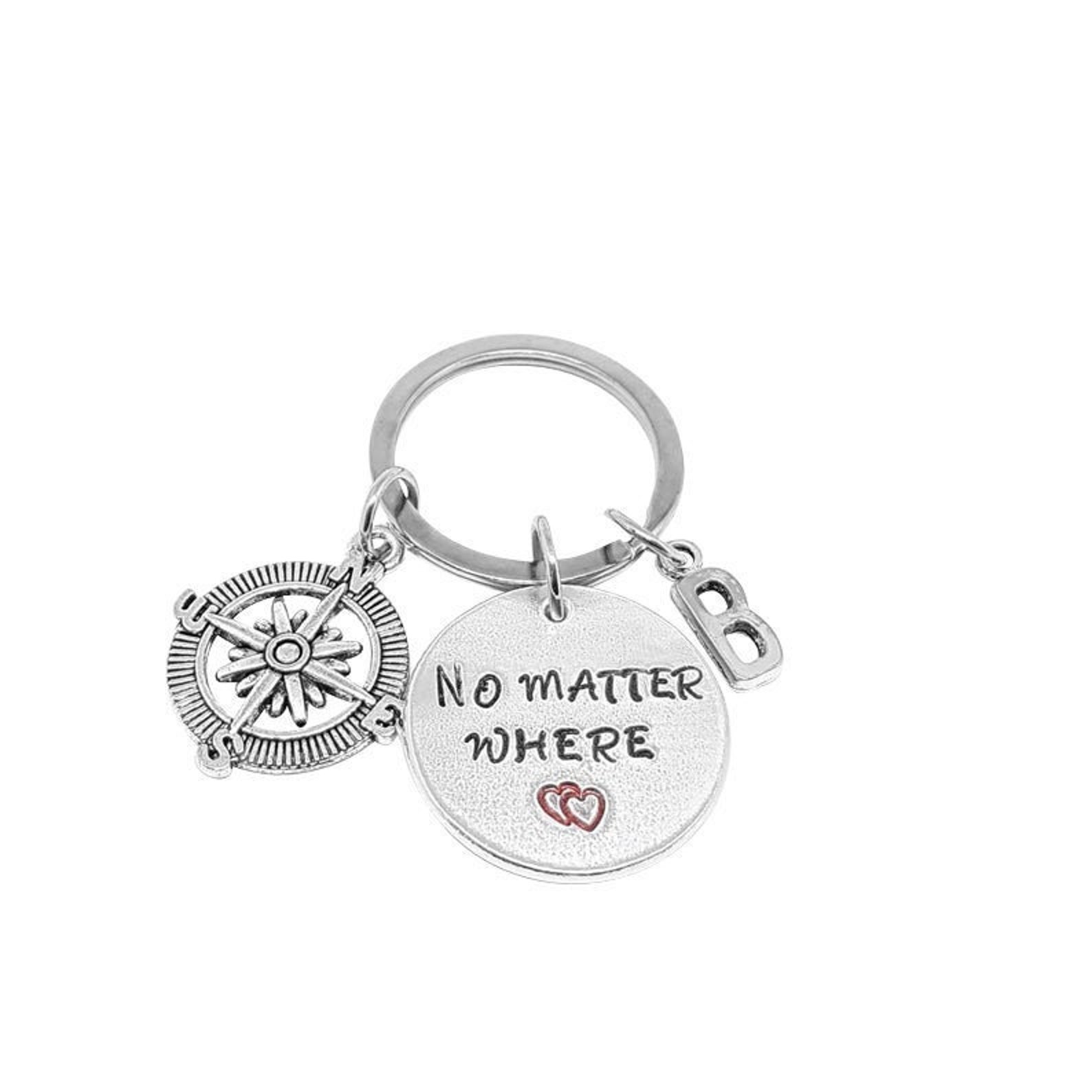 No Matter Where Compass Keyring Compass Keychain Distance Etsy