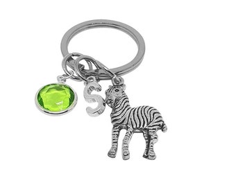 Zebra Tier Schlüsselanhänger Anhänger Silber aus Metall 