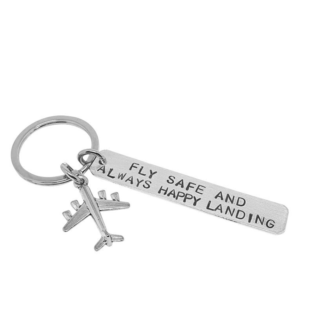 Travel Keychain Pilot Gift Fly Safe Always Happy Landing Etsy