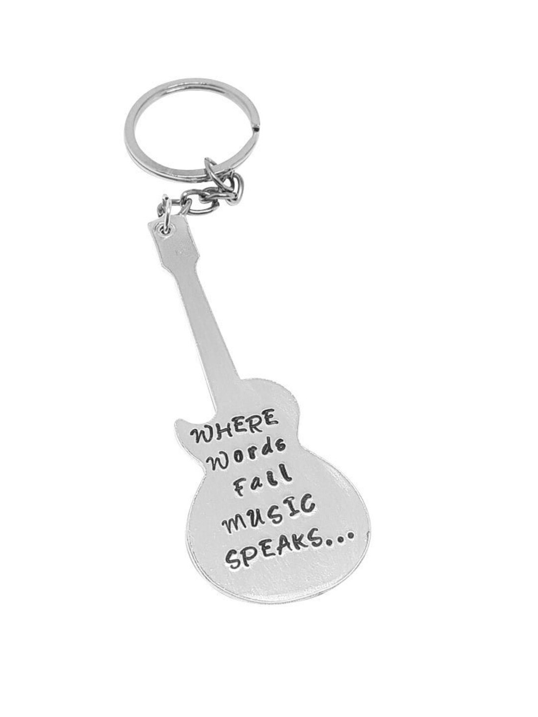 Personalized Guitar Keychain Music Keychain Where Words Fail - Etsy