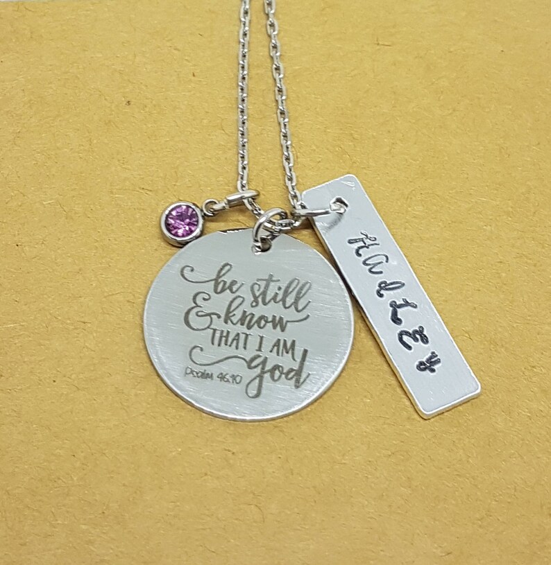 Faith Necklace Scripture Necklace Message Necklace Be Still Etsy