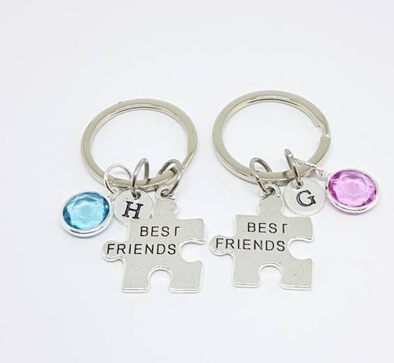 best friend puzzle keychain