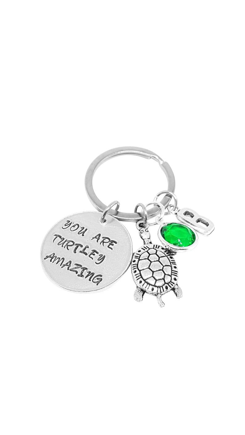 Turtley Key Ring Beach Accessories You Are Turtley Amazing Keychain Nautical Turtle Lover Present Tortoise Keyring Initial Keychain