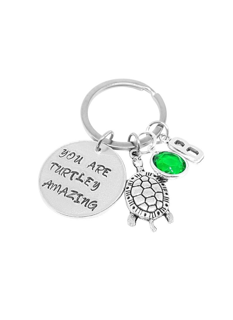 Turtley Key Ring Beach Accessories You Are Turtley Amazing Keychain Nautical Turtle Lover Present Tortoise Keyring Initial Keychain