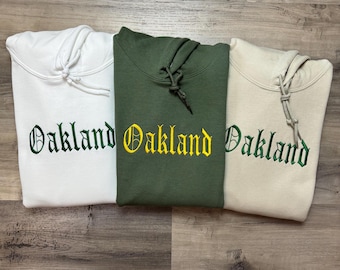 Sudadera con capucha bordada de Oakland - Sudadera de béisbol de Oakland - Sudadera vintage de Oakland - Fanático del béisbol - Serie Mundial de Oakland - Camiseta de Oakland