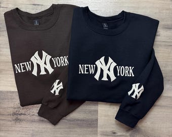 Embroidered New York Sweatshirt, New York Shirt, New York Fan Tee, Vintage Sweatshirt, NY Vintage Retro Shirt, Custom Embroidery