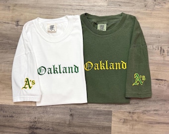 Embroidered Oakland T-Shirt, Comfort Colors, Vintage Shirt, Custom Embroidery, Baseball Fan, Oakland Shirt, Oakland Baseball Tee, Embroidery