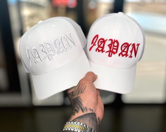 Japan Puff Embroidered Trucker Snapback Hat - Custom Japan Cap - 3D Puff Embroidery Hat - Japanese Streetwear Hat - Japan Soccer Fan - Gift
