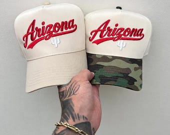 Gorra Arizona bordada, gorra Phoenix estilo vintage, gorra snapback de béisbol para el día del partido, regalo bordado universitario, logotipo personalizado, gorra retro acolchada
