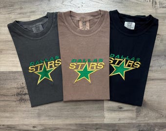 Embroidered Dallas Star Vintage Style Shirt, Dallas T-Shirt, Comfort Colors, Stars Stars Gift, Hockey Fan Shirt, Retro Dallas Ice Hockey