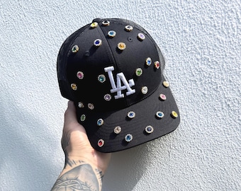 Gorra bordada con diamantes de imitación de Los Ángeles - Gorra brillante de Los Ángeles - Gorra personalizada con joyas - Gorra de béisbol - Gorra de camionero - Diamantes de imitación - Fanático del béisbol de Los Ángeles