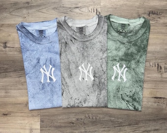 Embroidered NY T-Shirt, Vintage Comfort Colors Shirt, Tie Dye New York T-Shirt, Custom Embroidery, Vintage, NY Baseball Fan, New York Gift