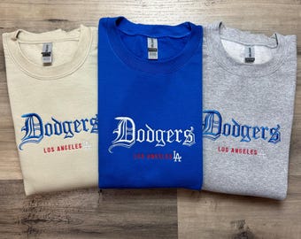 Embroidered Dodger Vintage Sweatshirt, Dodger World Series Crewneck Sweatshirt, Los Angeles Baseball, Retro Dodger Shirt, Baseball Fan