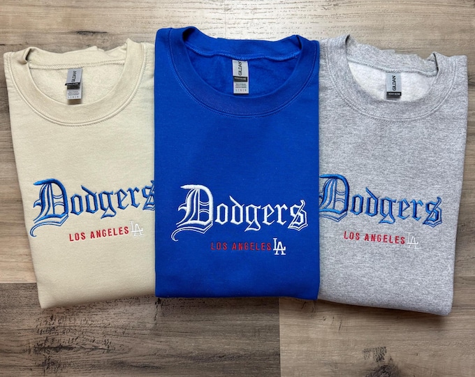 Embroidered Dodger Vintage Sweatshirt, Dodger World Series Crewneck Sweatshirt, Los Angeles Baseball, Retro Dodger Shirt, Baseball Fan